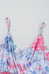 Floral Spaghetti Strap Surplice Neck Shirred Waist Mini Dress